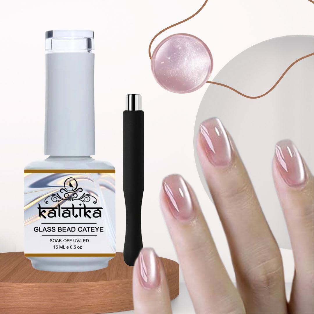 Buy Kalatika Glass Bead Cateye Gel(Pink) – 15ml Magnetic Gel Nail